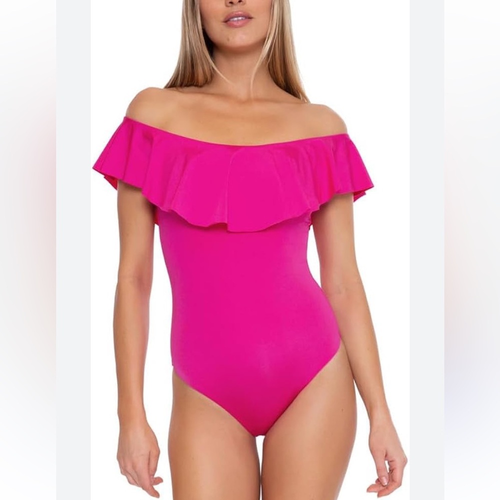 TRINA TURK Monaco Off-Shoulder Pink One Piece Swimsuit
